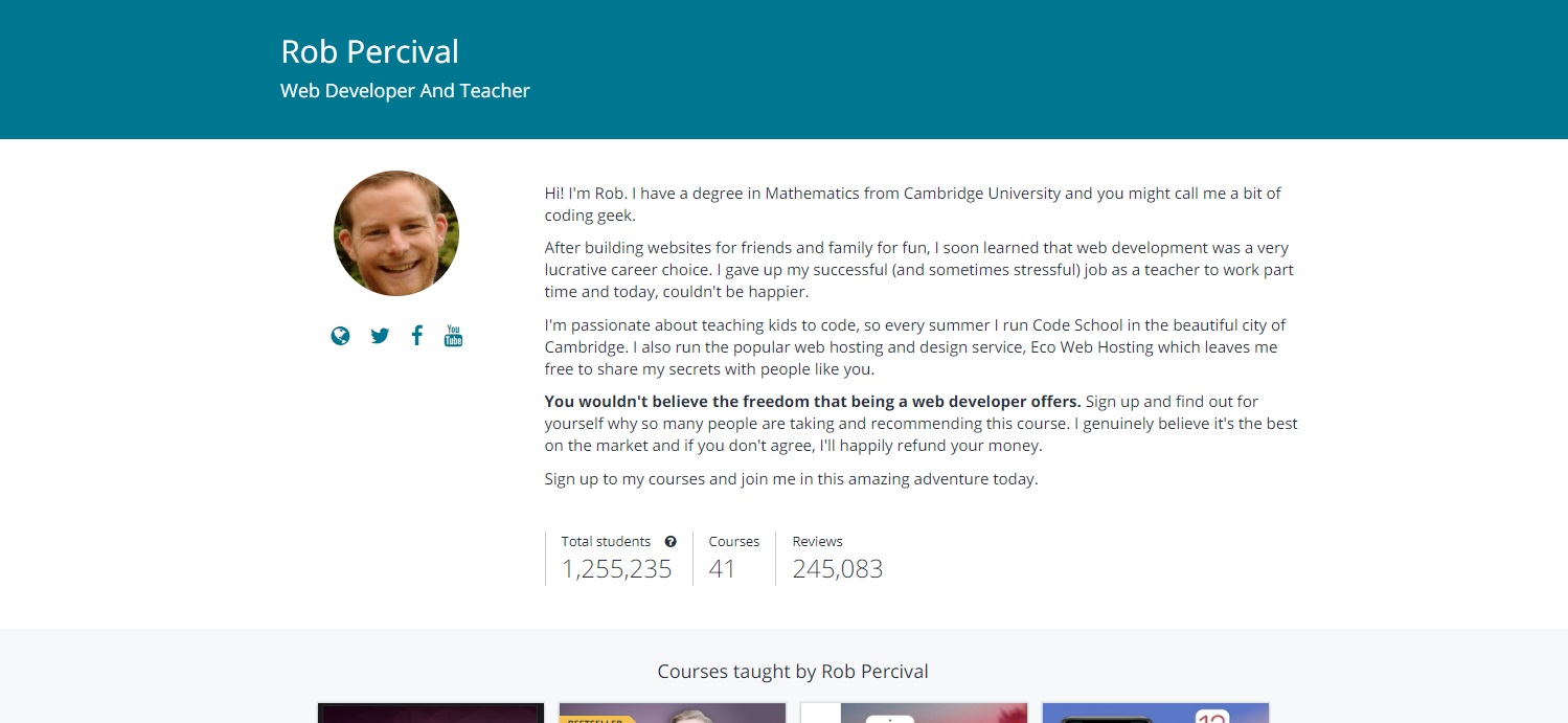 Rob Percival's online courses have earned him $3 million to date